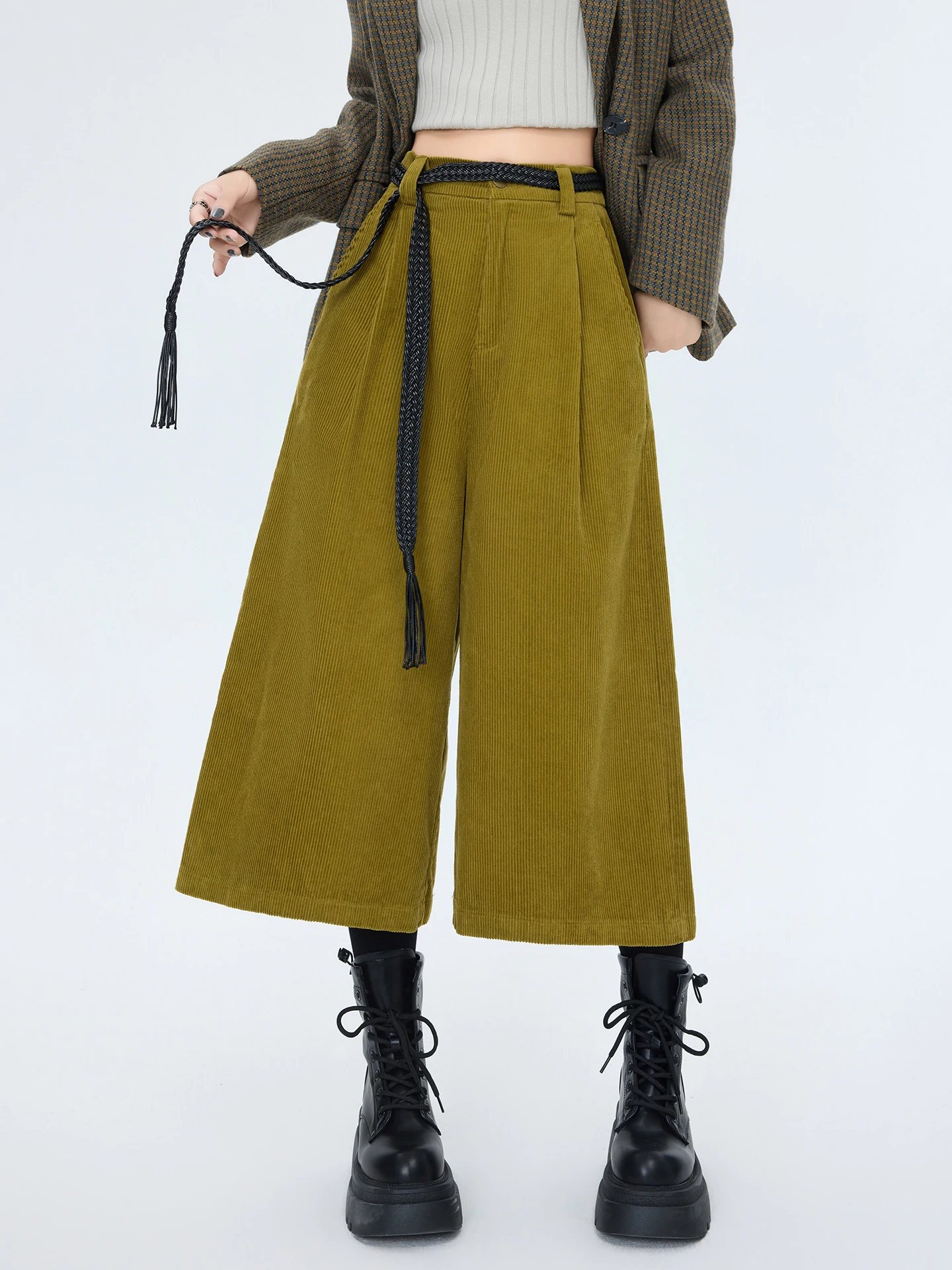 

Sli Corduroy Wide Leg Pants Women's Autumn Winter Casual High Waist Straight Cut Seven Eighteen Boot Pants Salted Cabbage...