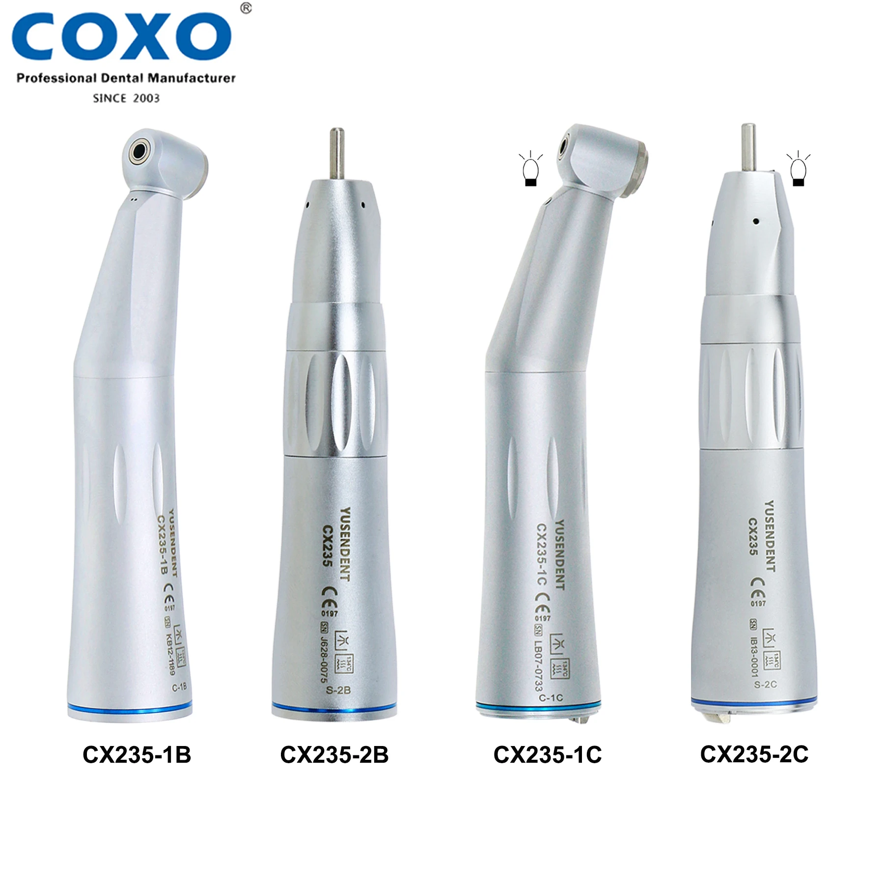 COXO YUSENDENT Dental Low Speed Fiber Optic Handpiece Contra Angle Straight Handpiece Internal Water Spray E Type Fit NSK KAVO