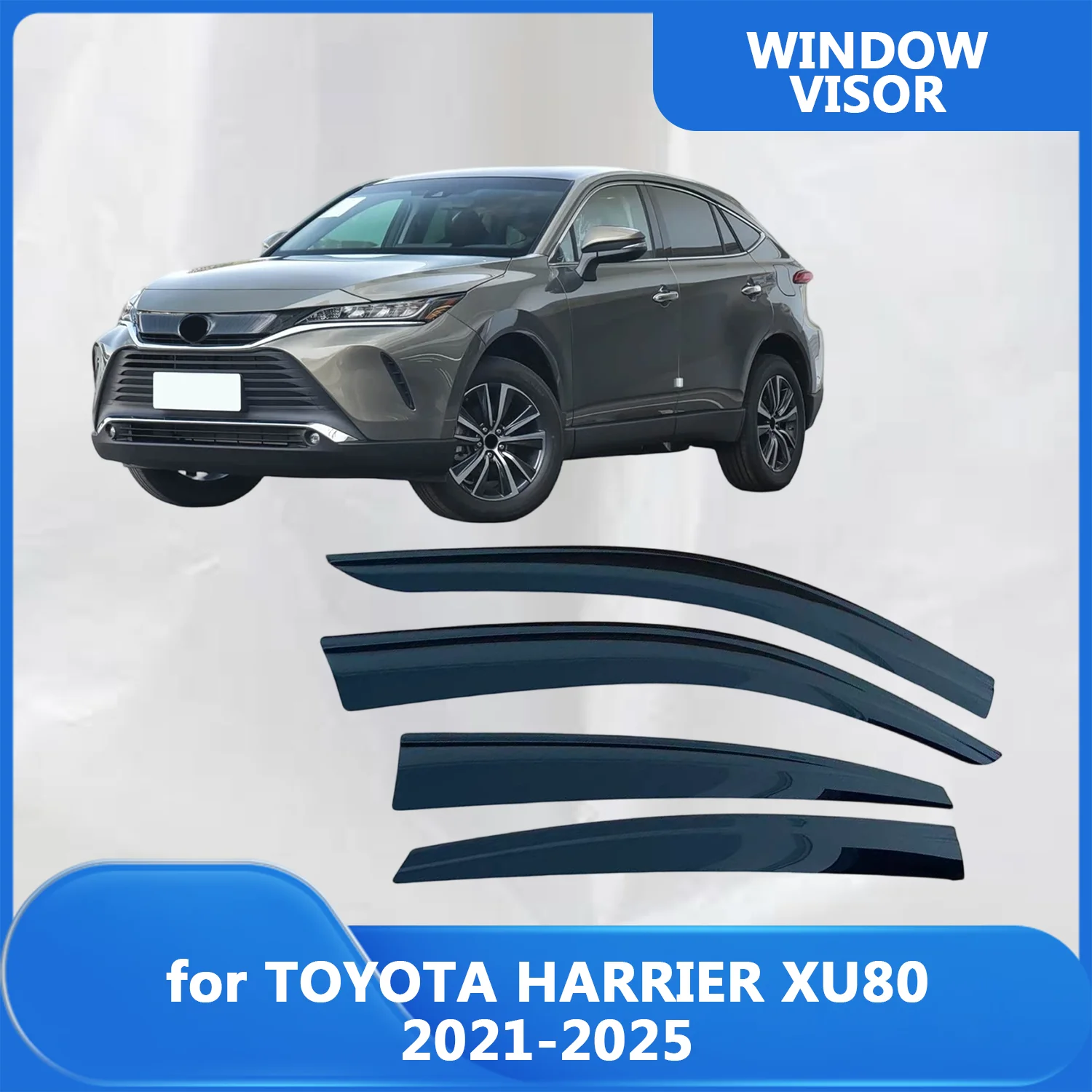 

FOR TOYOTA HARRIER XU80 2021-2025 Side Window Visor Rain Guard Side Vent Deflector Weathershield Outside-Mount Tape On