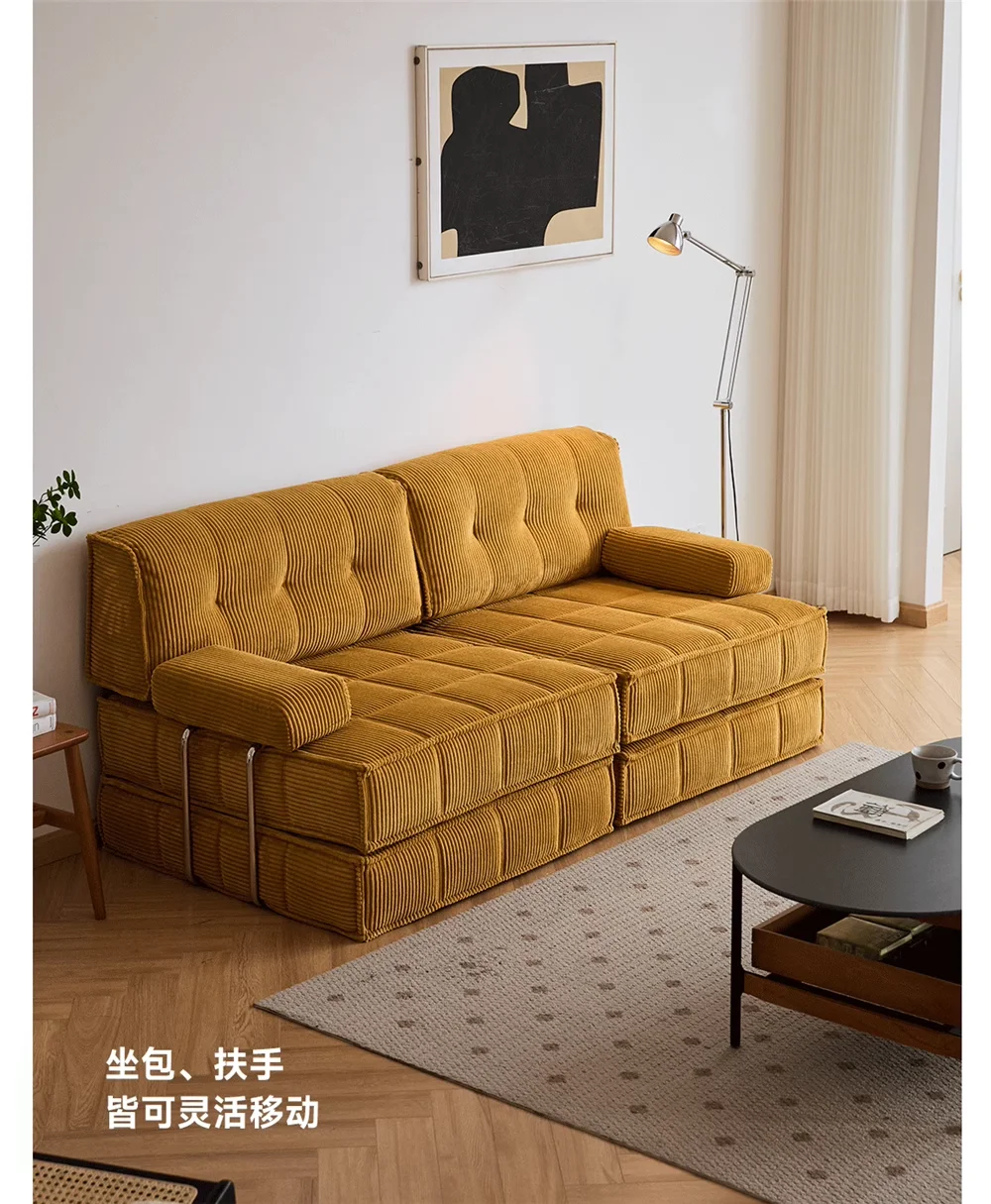 Nine-layer Cake Tofu Block Free Combination Sofa, Living Room Small Apartment Corduroy Module Can Be Removed and Washed Sofa Bed