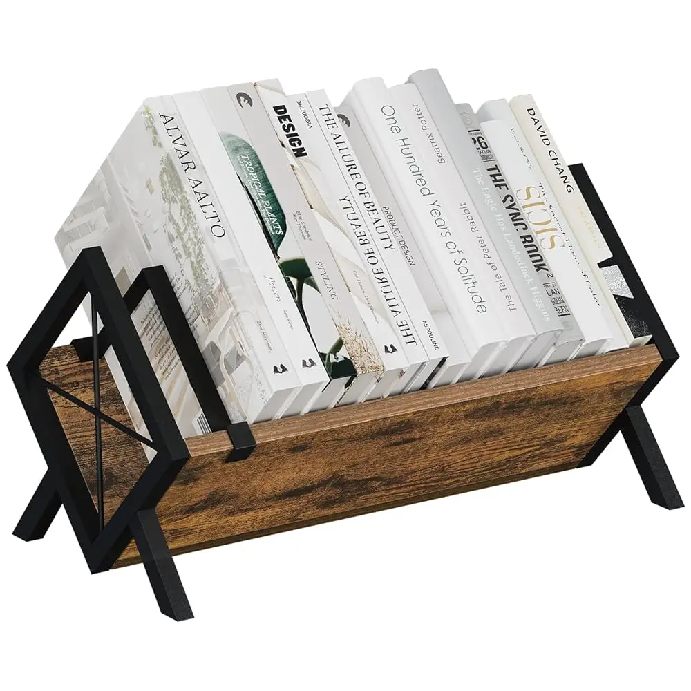 

Wood Desktop Bookshelf, Retro Tabletop Bookshelf, Desk Shelf For Top Of Desk In Living Room, Home, Office, Tilting Bookcase For