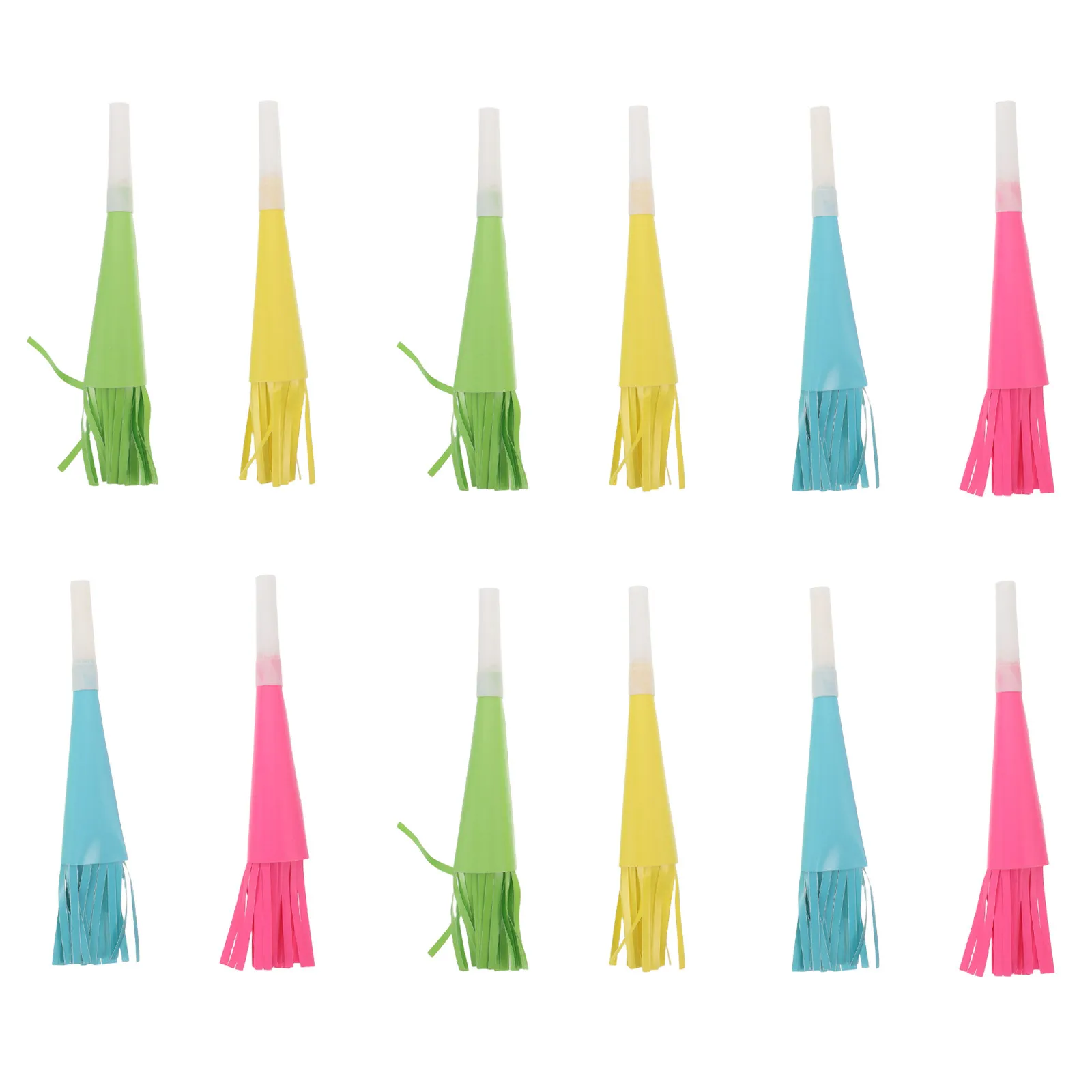 

12Pcs Colorful Fringe Whistles for Kids Blow Party Favors Birthday Halloween New Year Cheer Handheld Noisemaker Musical