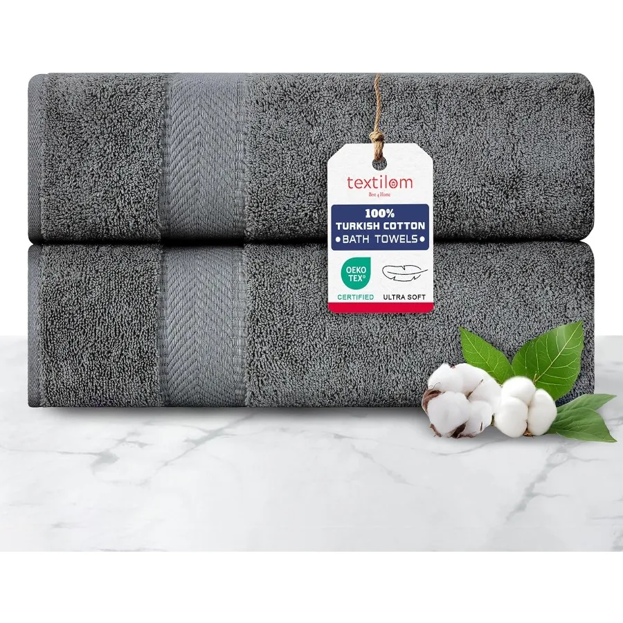 

100 Turkish Cotton 2 Pcs Bath Towel Set for Bathroom Soft and Absorbent Luxury HotelQuality Bath Towels with Premium Texture an