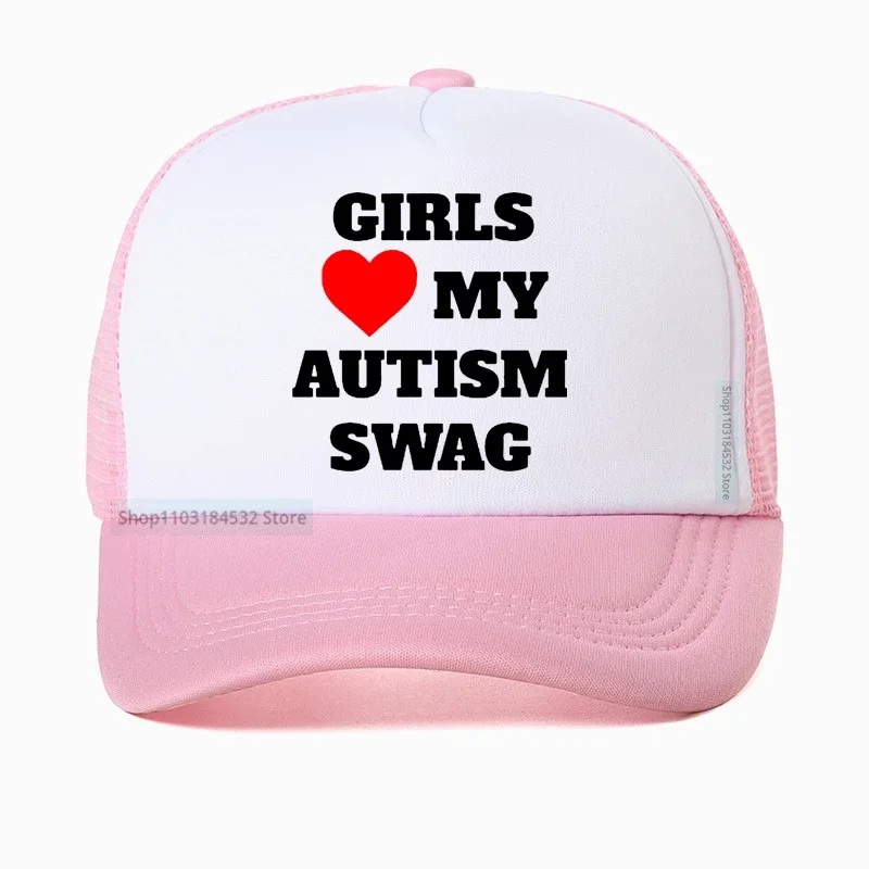

Girls Heart My Autism Swag baseball cap women Birthday Gifts Summer Style Adjustable Snapback hat Mesh Breathable hats