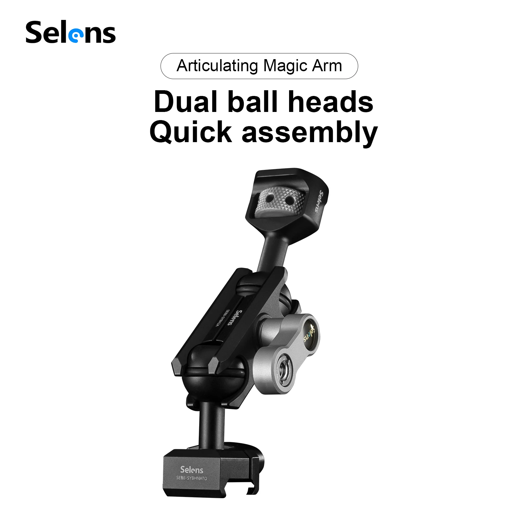 

Selens Articulating Magic Arm Dual Ball Heads Quick Assembly Photography Accessories Aluminum Alloy Multi-angle AdjustBall Heads