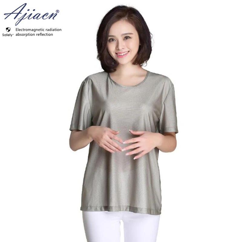 Electromagnetic radiation protective 100% silver fiber knitted fabric T-shirt base station, substation EMF shielding T-shirt