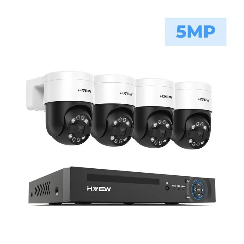 New! H.view 8Ch 4K 5MP 8MP Cctv Security Camera System Ptz Home Video Surveillance Kit Outdoor Ip Camera Humanoid Detection