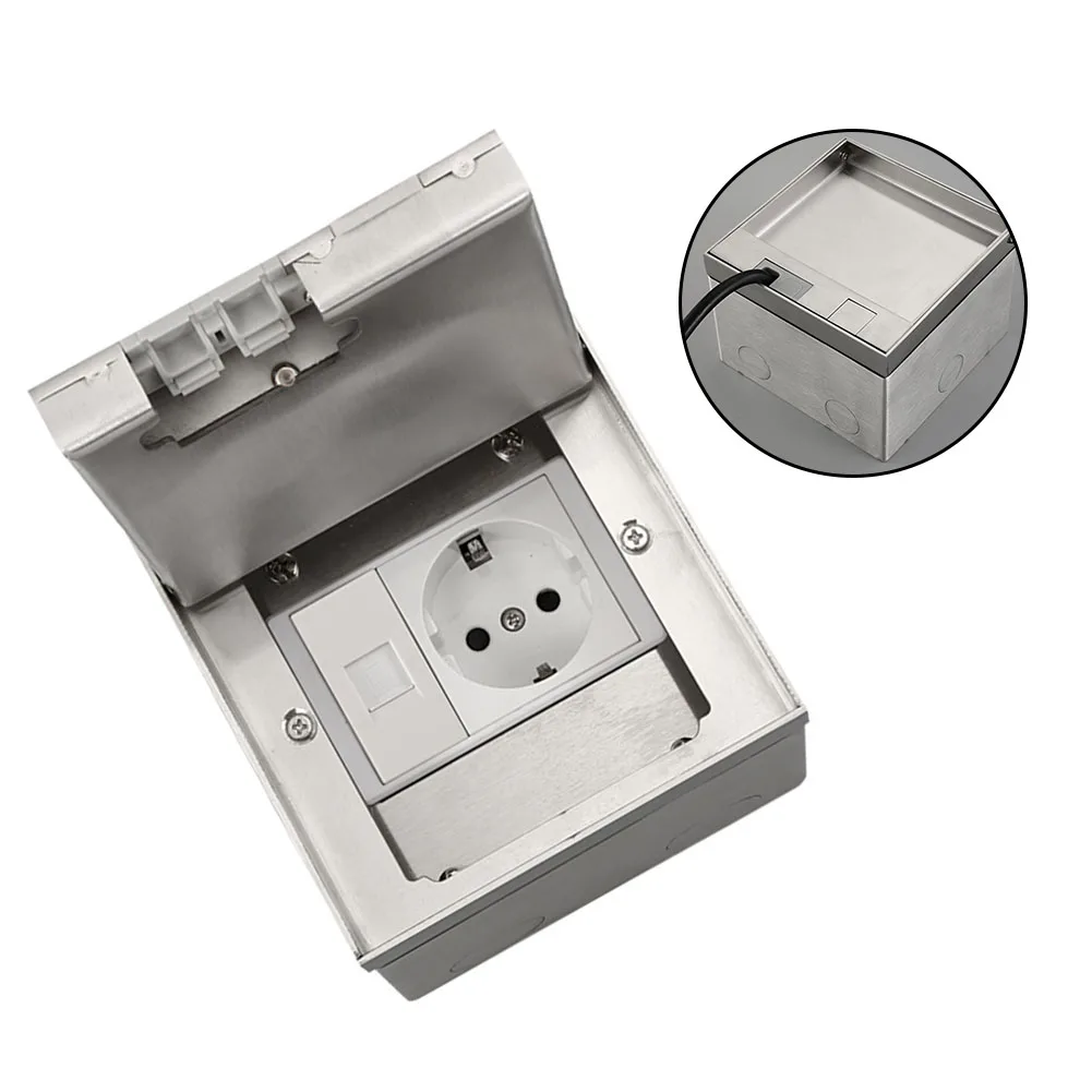 

AC 250V 16A Recessed Socket Waterproof Stainless Steel Concealed Built-in Socket Ground Power Socket Plug European Standard