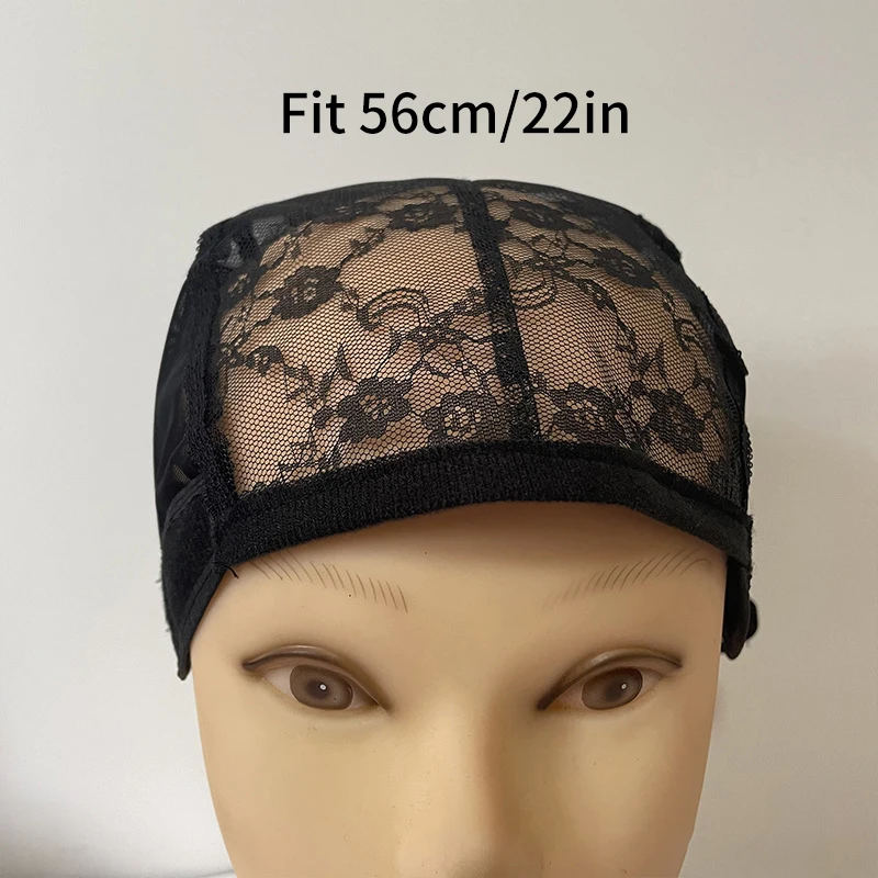 Lace Wig Cap For Making Wigs 56cm With Adjustable Straps Stretch Weaving U Part Cap Black Women's Dome Hair Nets Hat