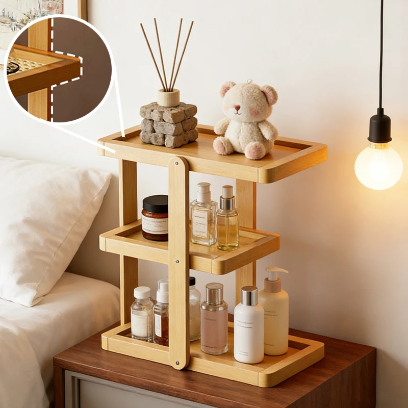 

Space Saving 3 Layer Counter Shelf Raised Edge Design Multifunctional Storage Stand for Cosmetics Spices Stationery Small Spaces