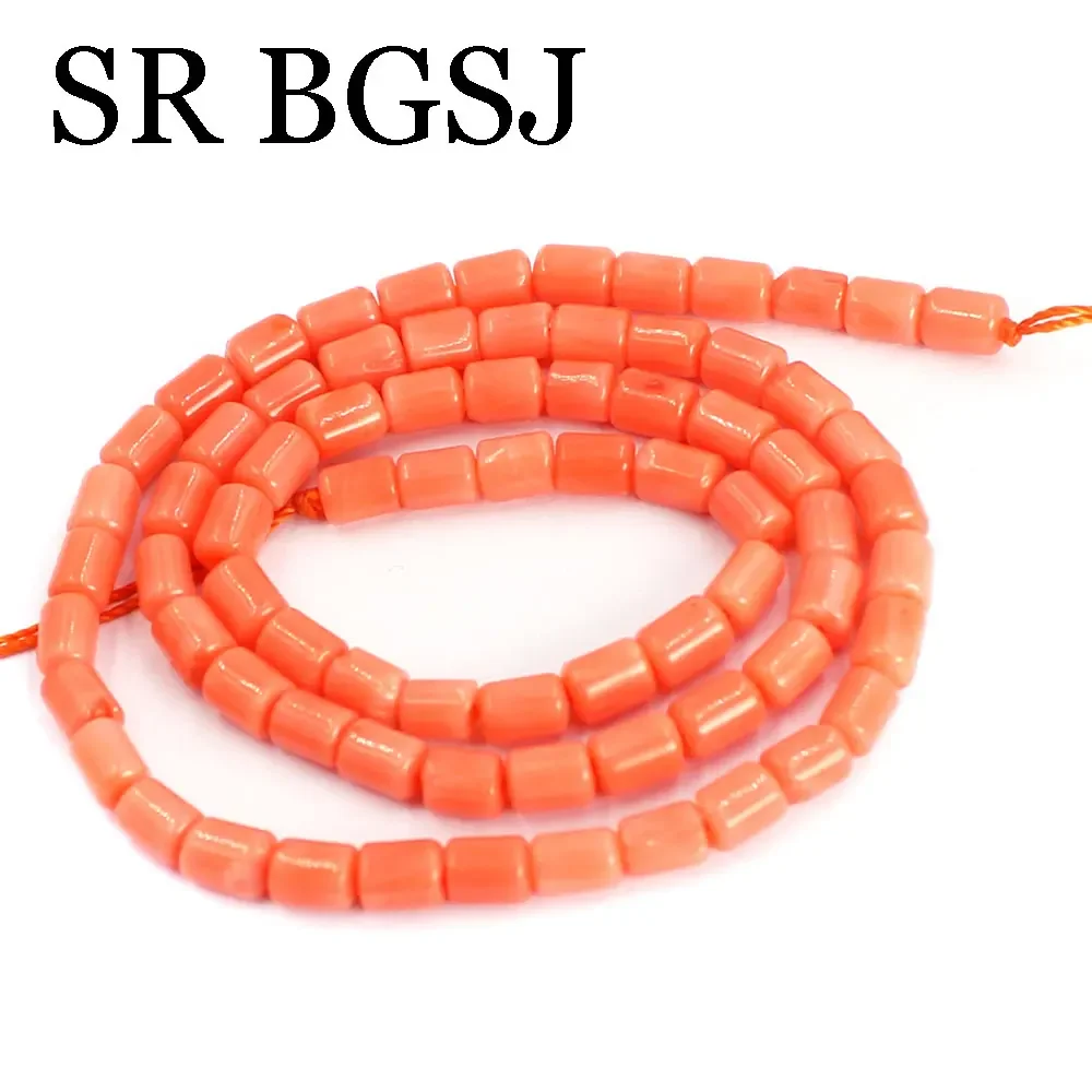 4x5mm Small Fashion Column Natural Pink Sea Bamboo Coral Loose Beads For Making Jewelry DIY Necklace 15inch