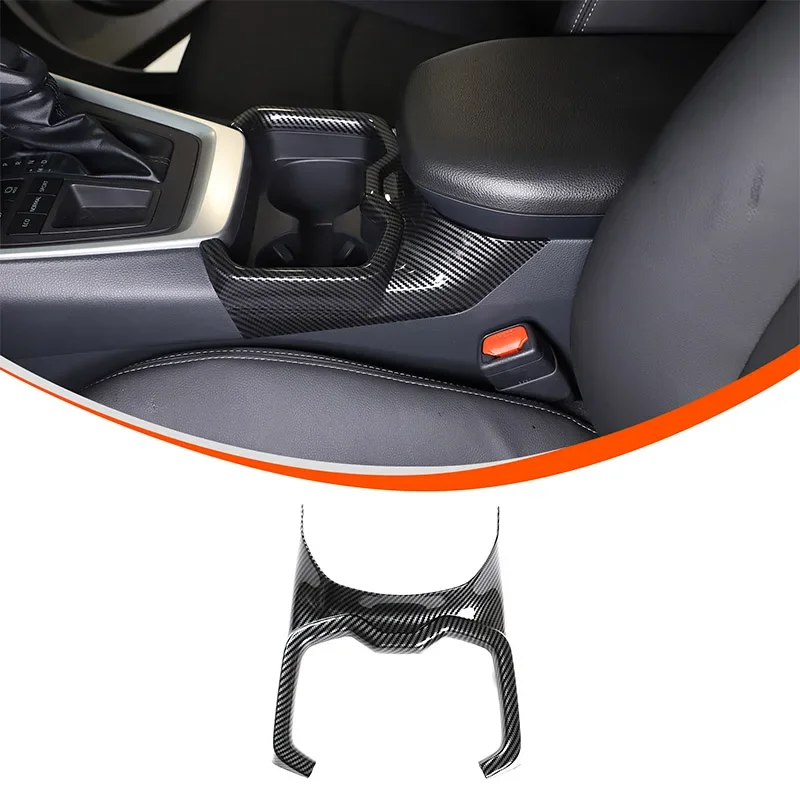 

For Toyota RAV4 2020+ Car Front Drain Cup Decorative Frame ABS Carbon Fiber Pattern Interior Accessories 1 Pcs