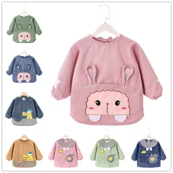 Autumn Winter Baby Clothes Cute Baby Waterproof Boys Girls Burp Cloth Long Sleeve Apron ChildrenFeeding Smock 1-5Y