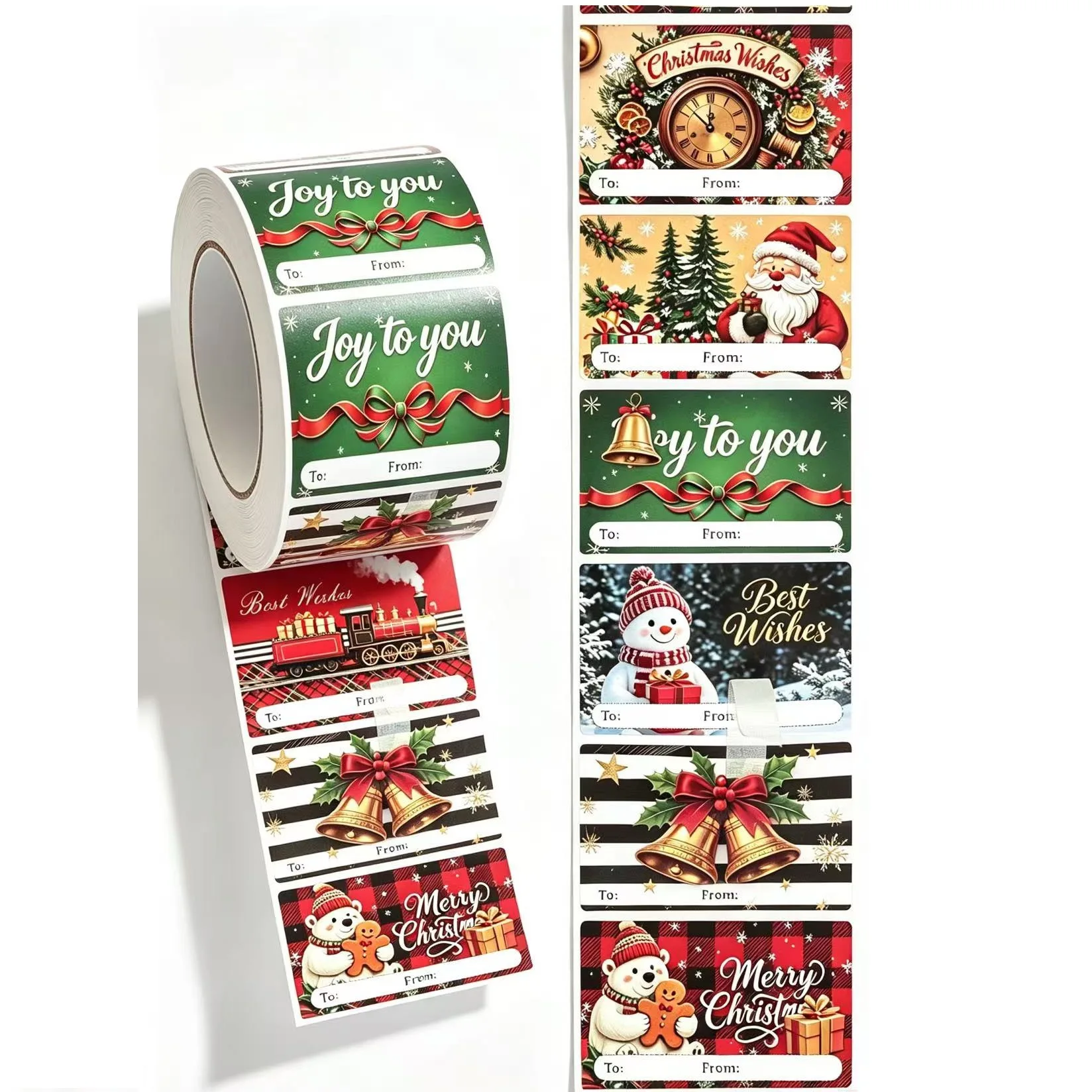 Upgrade Pattern Christmas Gift Tags Self-Adhesive Sticky Label Christmas Party Supplies, Christmas Accessories,Festive Labeling