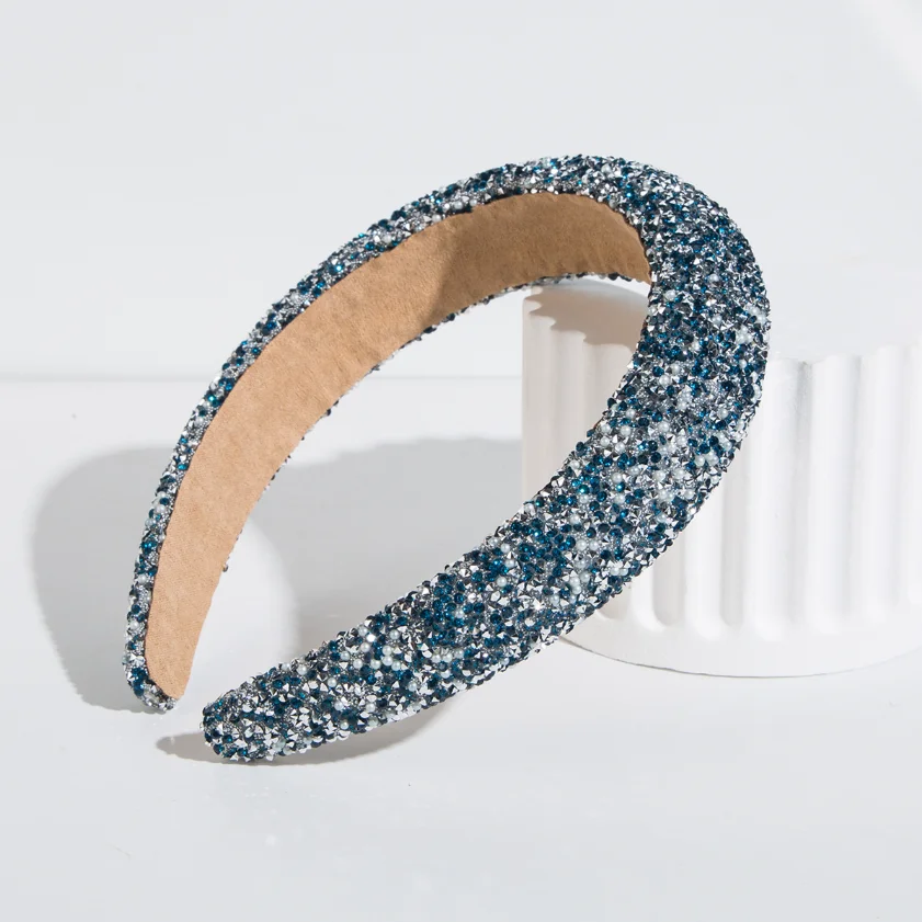 Glitzerndes Strass-Perlen-Haarband Vintage Dickes Schwamm-Stirnband Modisches Rutschfestes Haarband für Frauen Mädchen Abendkleid-Dekoration – Detail 13