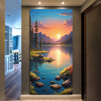 Sunset Mountain Lake Scenery Large Size Diy Diamond Painting Kits Landscape Full Square Round Drill Mosaic Embroidery Pictures