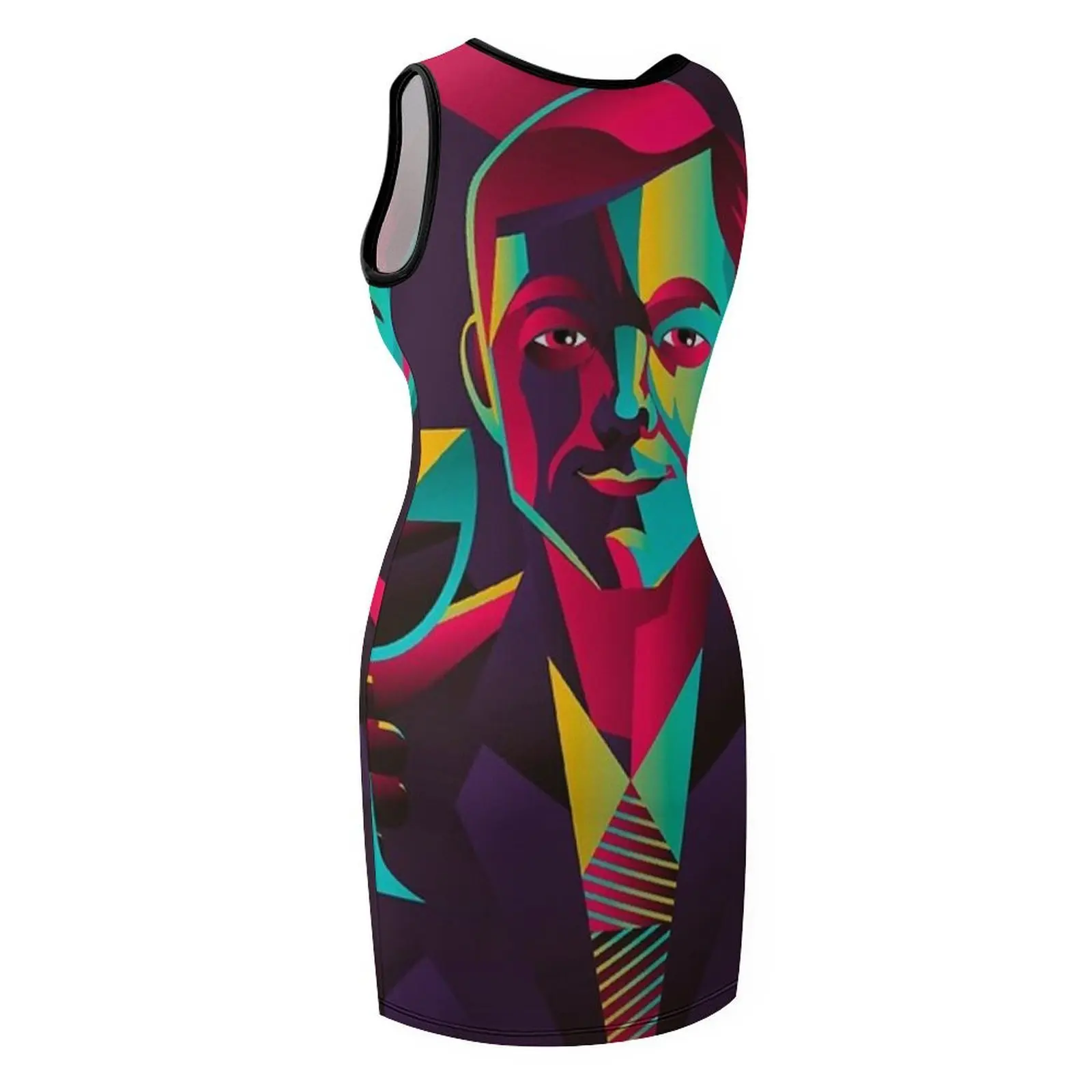 hombre cubista degustación de una taza de vino Vestido veraniego sin mangas vestidos de cóctel vestidos de novia para mujer Vestidos para fiesta de boda