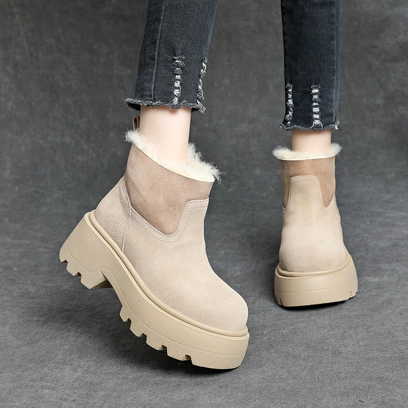 

Women's Winter Thick Bottom Snow Boots Hot Sale Of The Season New Side Zipper Fleece Lined Short Boot Korean Style Warm Cotton