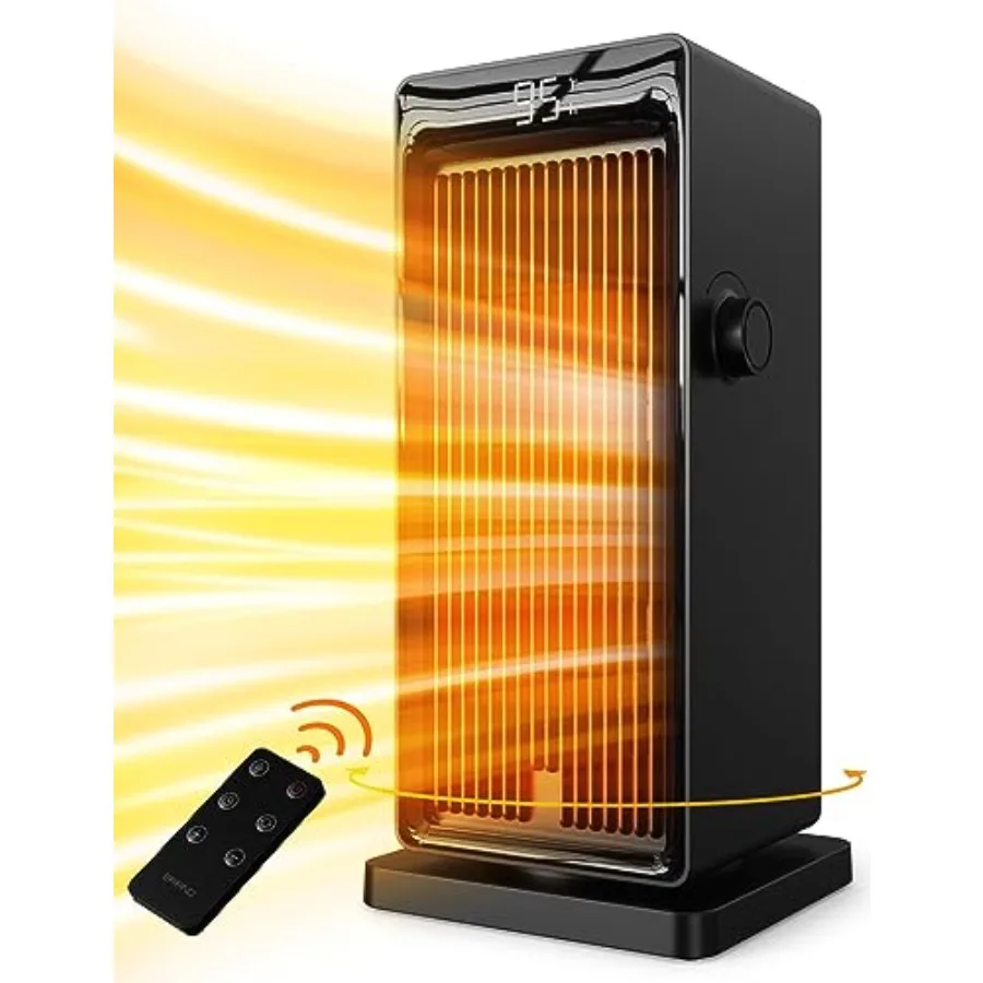 

1500W Space Heater for Indoor Use Electric Heater for Bedroom with ECO Thermostat 90 Oscillating 24H Timer Fast Heating Remote