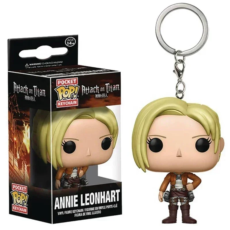 FUNKO Pop Attack On Titan Annie Leonhart PVC Pop llavero juguetes chico colección carvinal regalo llaveros acción niños regalo