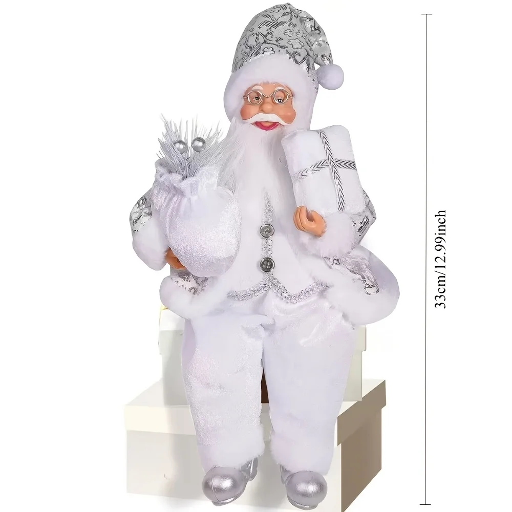 الأبيض الدائمة والجلوس سانتا كلوز، السنة الجديدة، هدايا عيد الميلاد، المفروشات المنزلية، ديكورات النوافذ #4