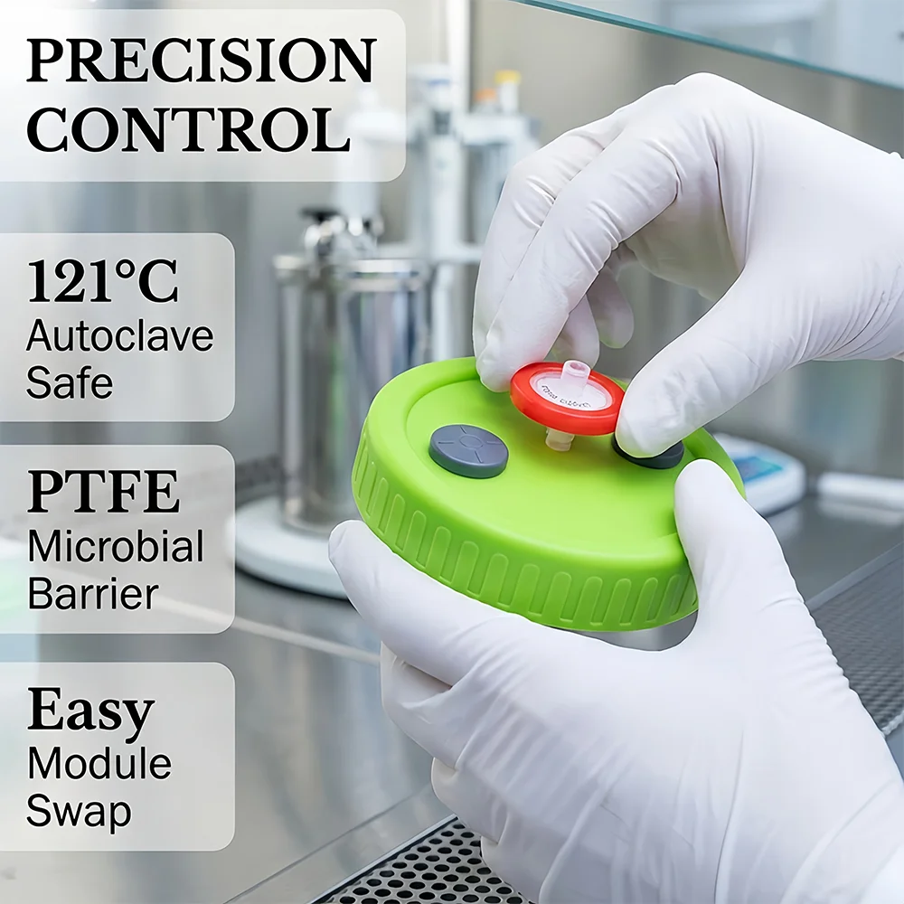 1 Piece/4 Pieces of Silicone Sealing Lids for Mushroom Mycelium Liquid Culture (Compatible with Mason Jars/Wide-Mouth Glass Jars), for In-Jar Strain Inoculation, Sealing, Pressure Regulation, and Static Cultivation, Suitable for Various Mushroom Cultivation, Planting, and Home Gardening Tools view 3
