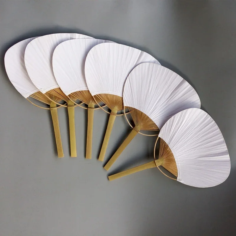 Hot Sale 50/25 PCS Lot Wedding White Paddle Fan For Wedding Decoration