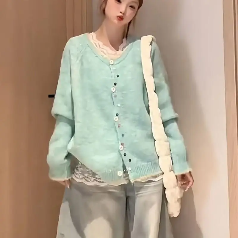 

New Soft and Warm Sweater Knitwear Cardigan Loose Korean Version Coat Autumn and Winter Cute Casual Lazy Wind Jumper Sweater