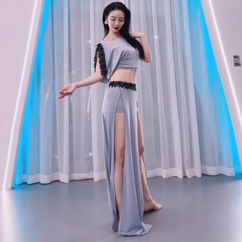 تخصيص أزياء الرقص الشرقي ممارسة البدلة مزدوجة سبليت ملابس الرقص الشرقي ممارسة مجموعة فئة موحدة