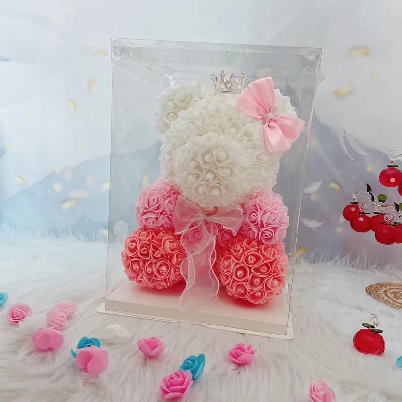 

Valentine's Day Eternal Flower Crown Rose Bear Simulation foam flower gradient hugging bear Teacher's Day