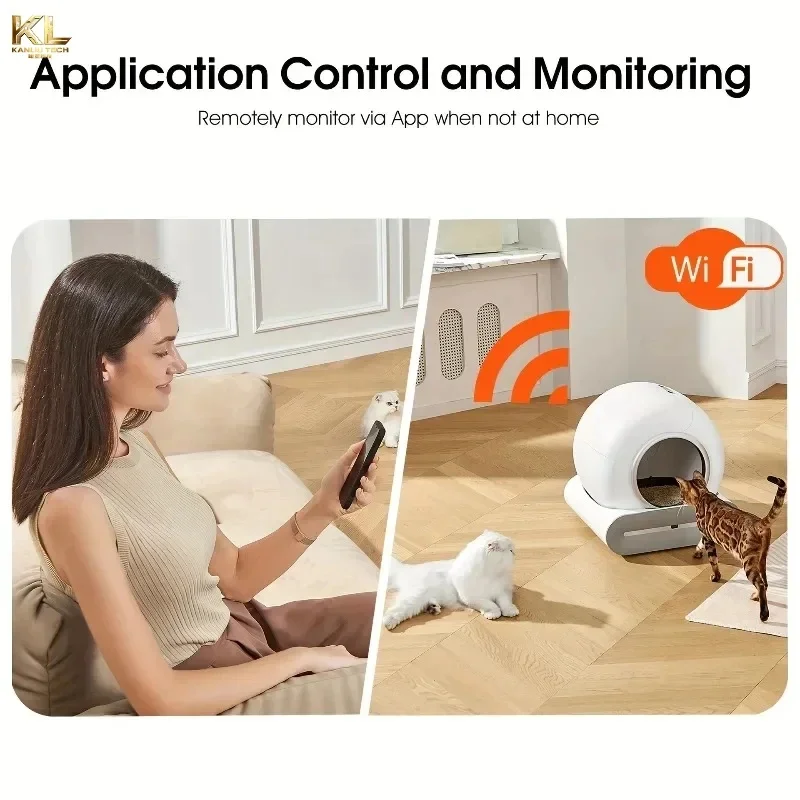 Automatic Smart Cat Litter Box, 65L Extra Large One-Click Self Cleaning Electric Cat Toilet,Fresh Air Deodorization Pet Supplies