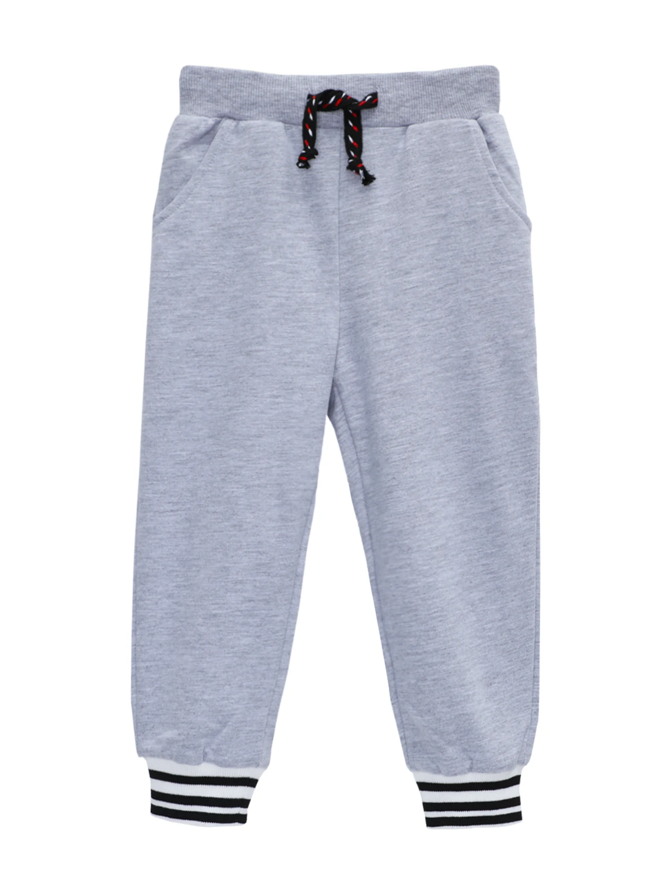 

Boys' autumn and winter pure cotton leggings with drawstring waistband, gray color, outdoor casual sports style