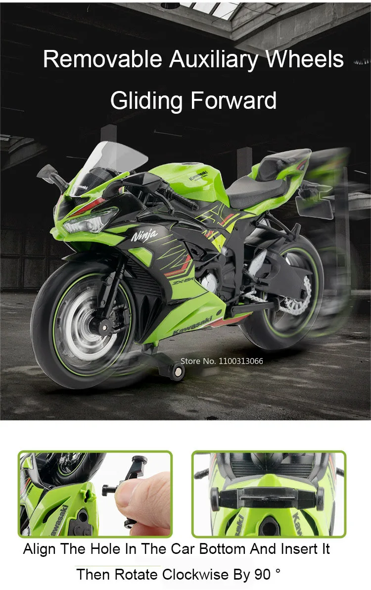 1:12 Kawasaki NIJIA ZX-6R Motorcycle Alloy Model Cars Toys Rubber