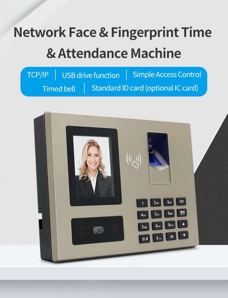 Web Biometric Real Time Clock Fingerprint Attendance Face Fingerprint ID Card Attendance Machine Access Control System with SDK