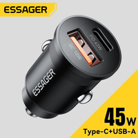 Essager 45W Mini USB Car Charger QC 3.0 PD 3.0 SCP AFC USB Type C Car Mobile Phone Charger For iPhone Huawei Samsung Xiaomi iPad