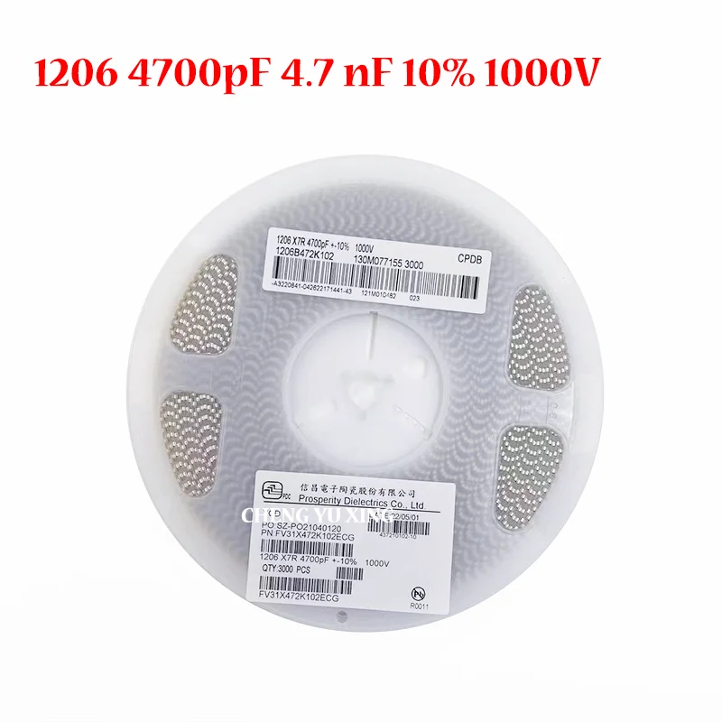 

1206 4700pF 4.7 nF 10% 1000V,FV31X472K102ECG,3000 PCS,SMD Capacitor
