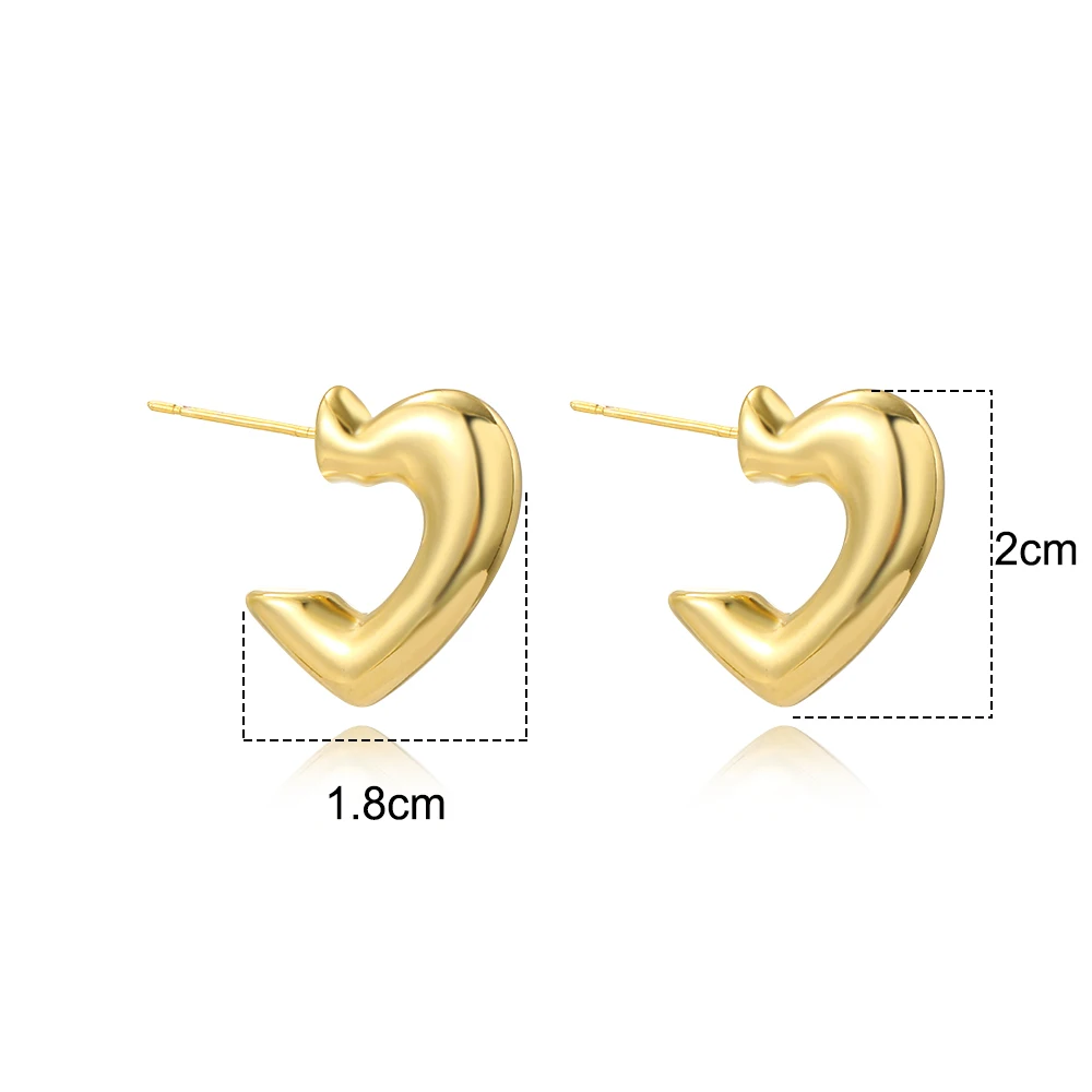 18K Gold Plated Sweet Half Heart Charms Fashion Stud Earrings For Women Jewelry Luxury Party Girls Unusual Gifts image 5
