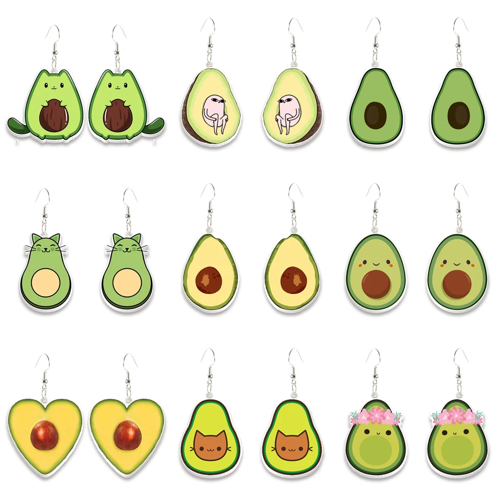 Hook Acrylic Drop Earrings Summer avocado Resin Dangle for Women Gifts Children Big Long Drop Dangle