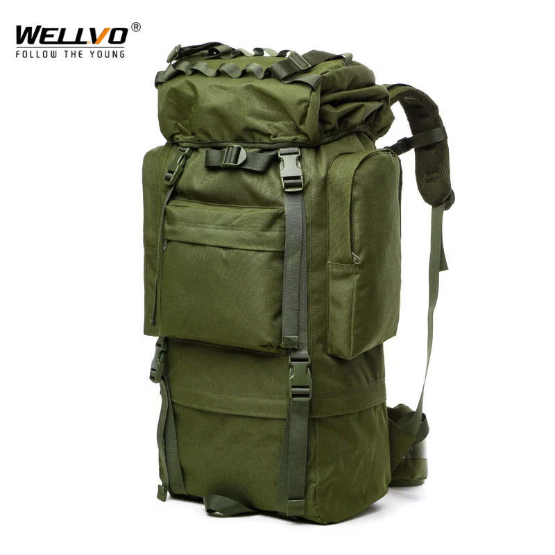 

65L Tactical Mountaineering Bag Large Capacity Waterproof Hiking Backpack Multifunction Camouflage Outdoor Climbing Bag XA73B