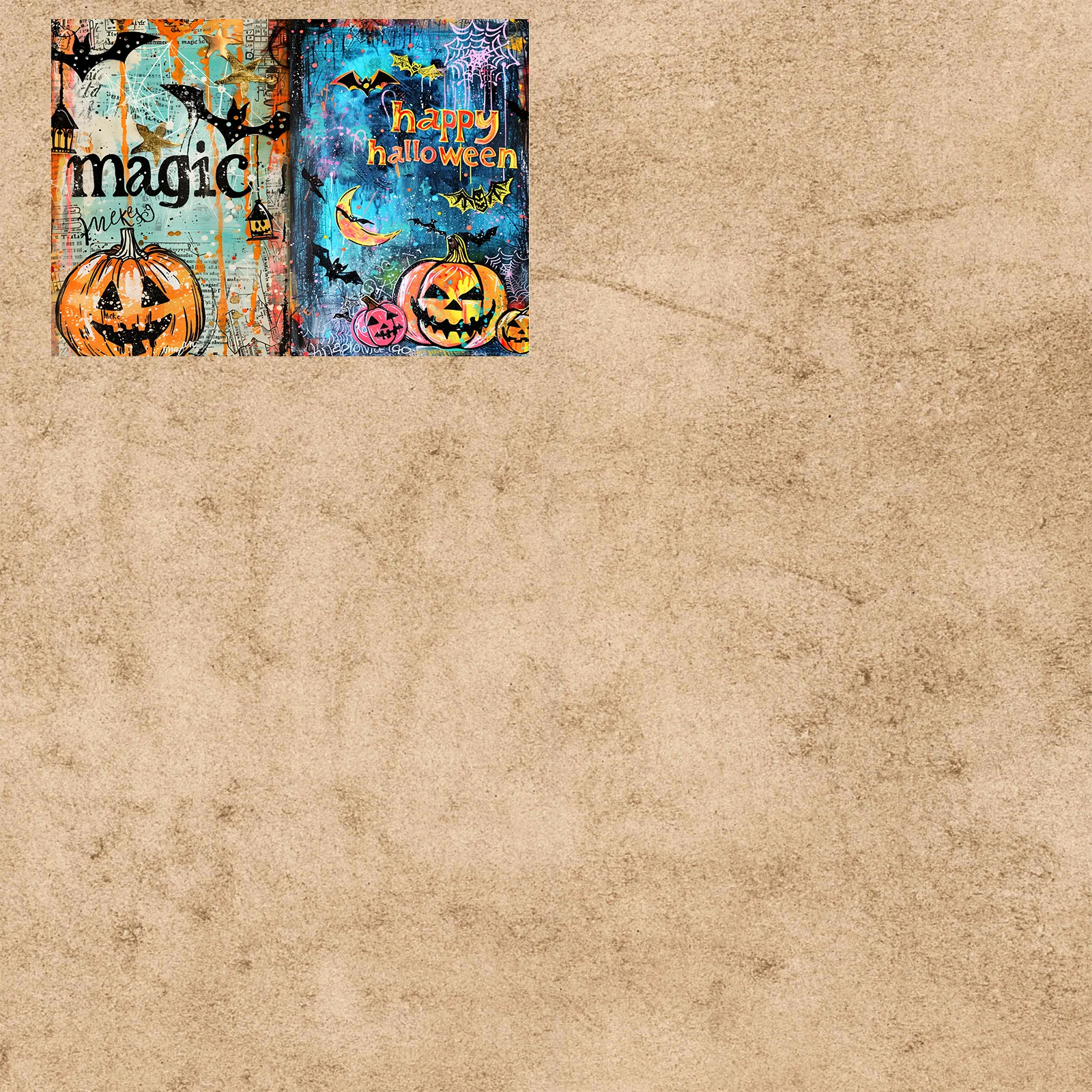 10 Sheets A5 Size Halloween Doodle Witch Pumpkin Ghost Background Vintage Grunge Journal Planning Scrapbooking