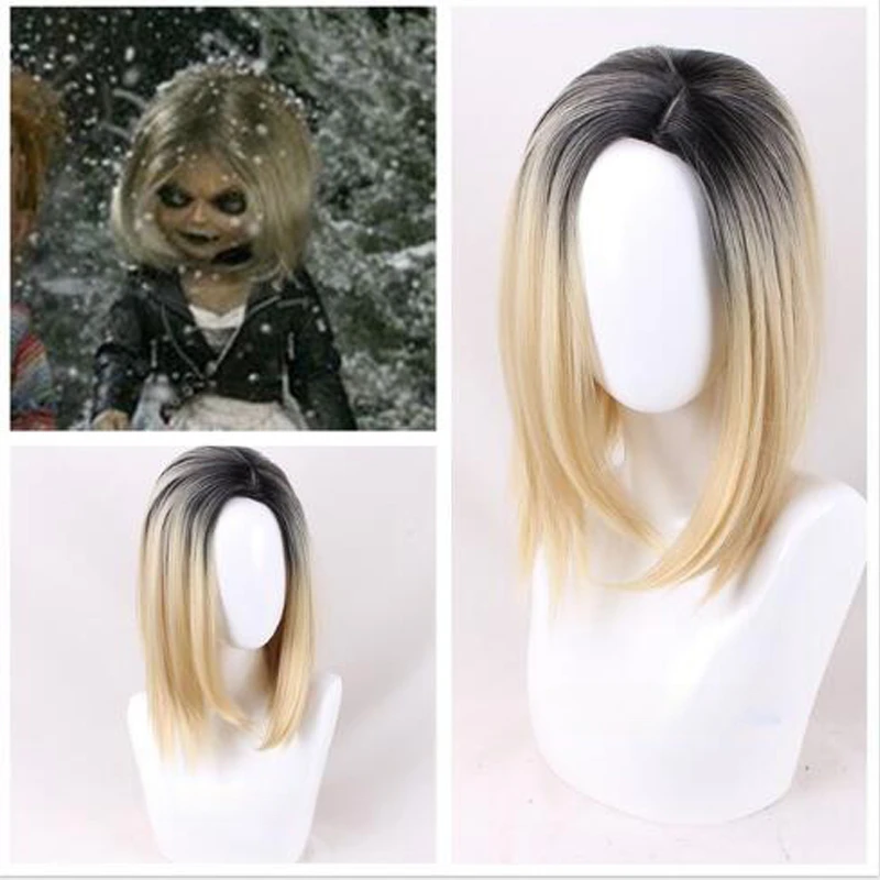 Anime Short Mixed Blonde Gradient Color Cosplay Costume Hair Wig