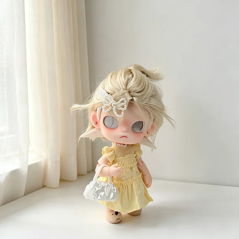 5Pcs Doll Outfit Set Lemon Yellow Puff Dress with Pearl Hair Clip Cloud Bag Doll Clothes Fit 1/8 BJD Zsiga Accessories view 4