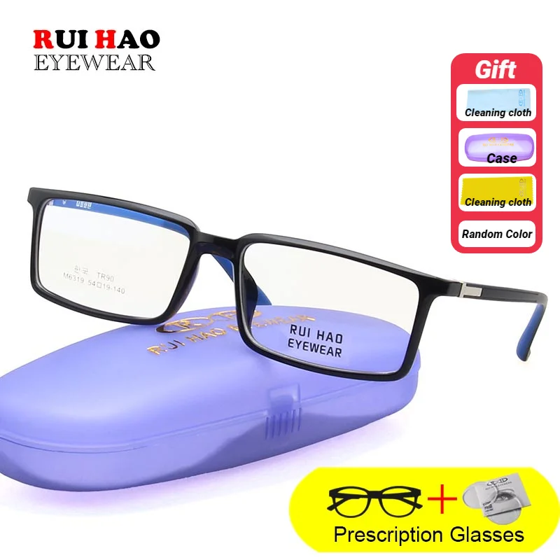 

Customize Prescription Eyeglasses Men TR90 Glasses Fill Resin Lenses Rui Hao Eyewear Rectangle Spectacles Frame Women M6319