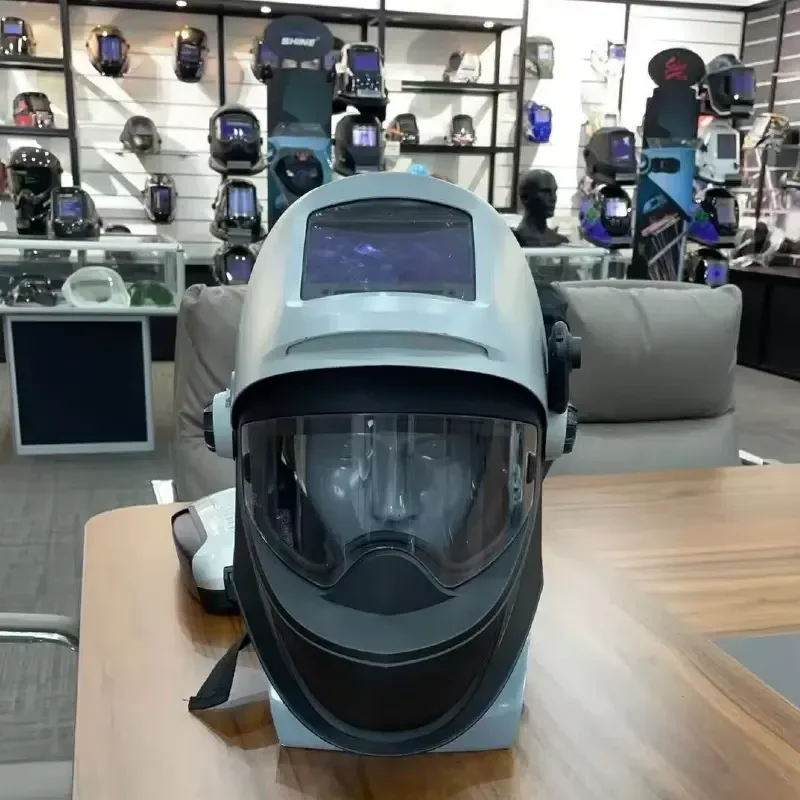 Welded helmet with air filter and positive pressure respirator ATPV 20.0cal/sqcm dielectric protection