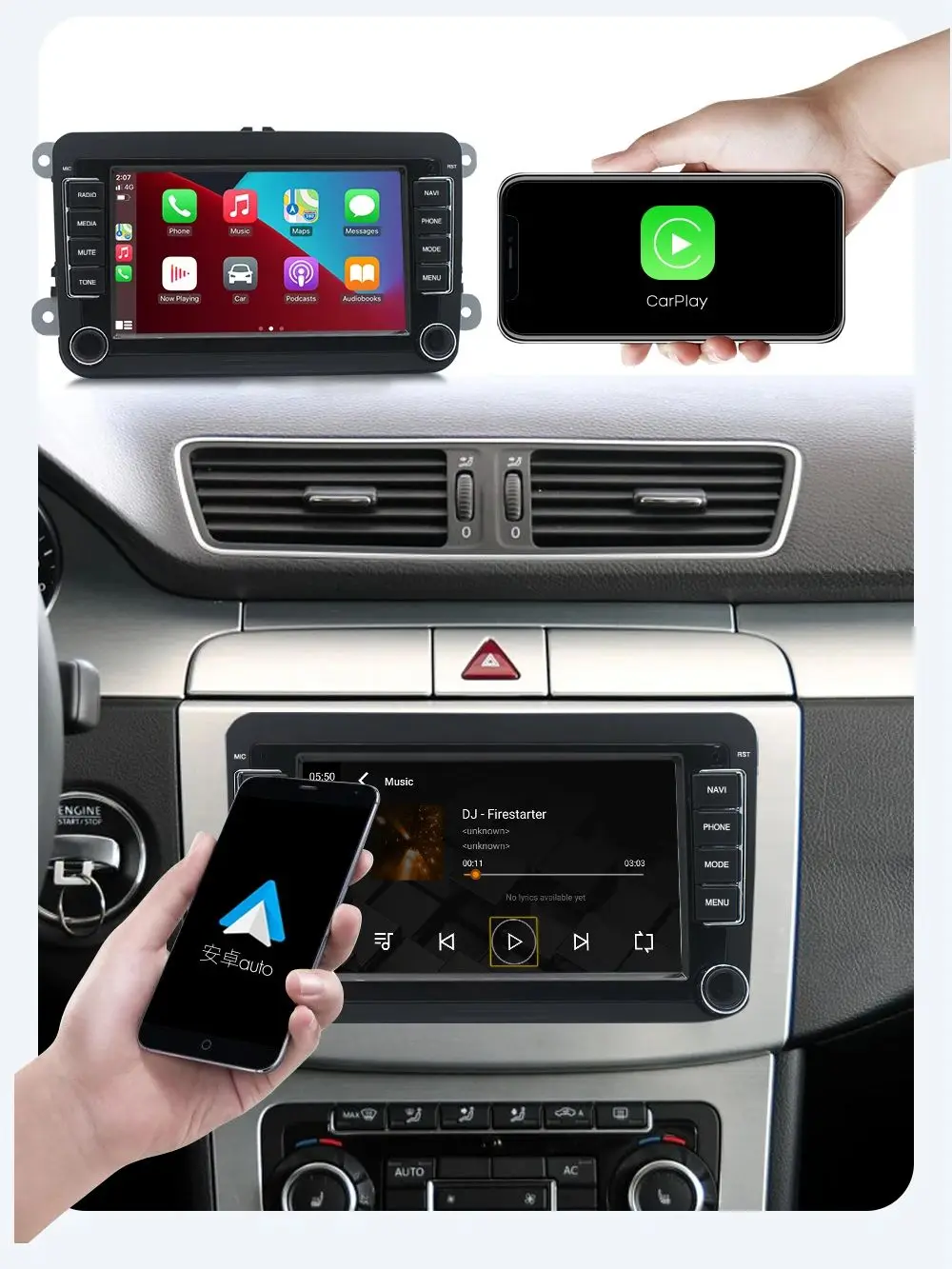 ESSGOO Android 14 4G 64G For Volkswagen Passat b6 b7 golf 5 6 Polo Jetta Skoda Car Radio Multimedia Player GPS WiFi RDS Carplay
