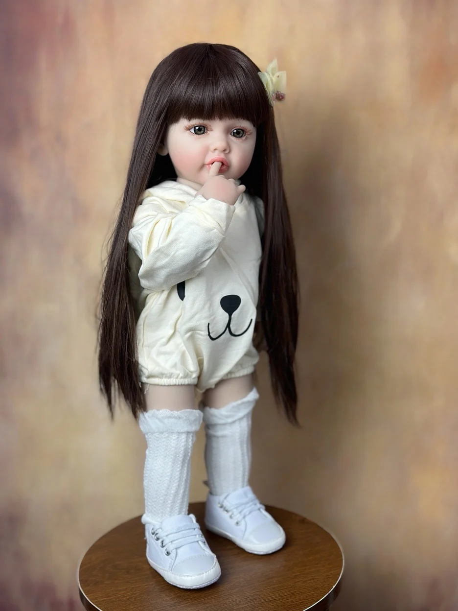 Lifelike Reborn Baby Girl Doll Toy 55 CM 22 Inch Soft Silicone Realistic Princess Toddler Art Bebe Birthday Gifts for Child