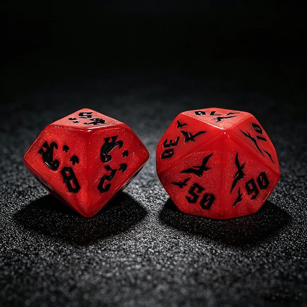 Unique Red Dinosaur Pattern Dice Set, Polyhedral Acrylic DND Dice for Dungeons & Dragons TTRPG RPG Party & Tabletop Games