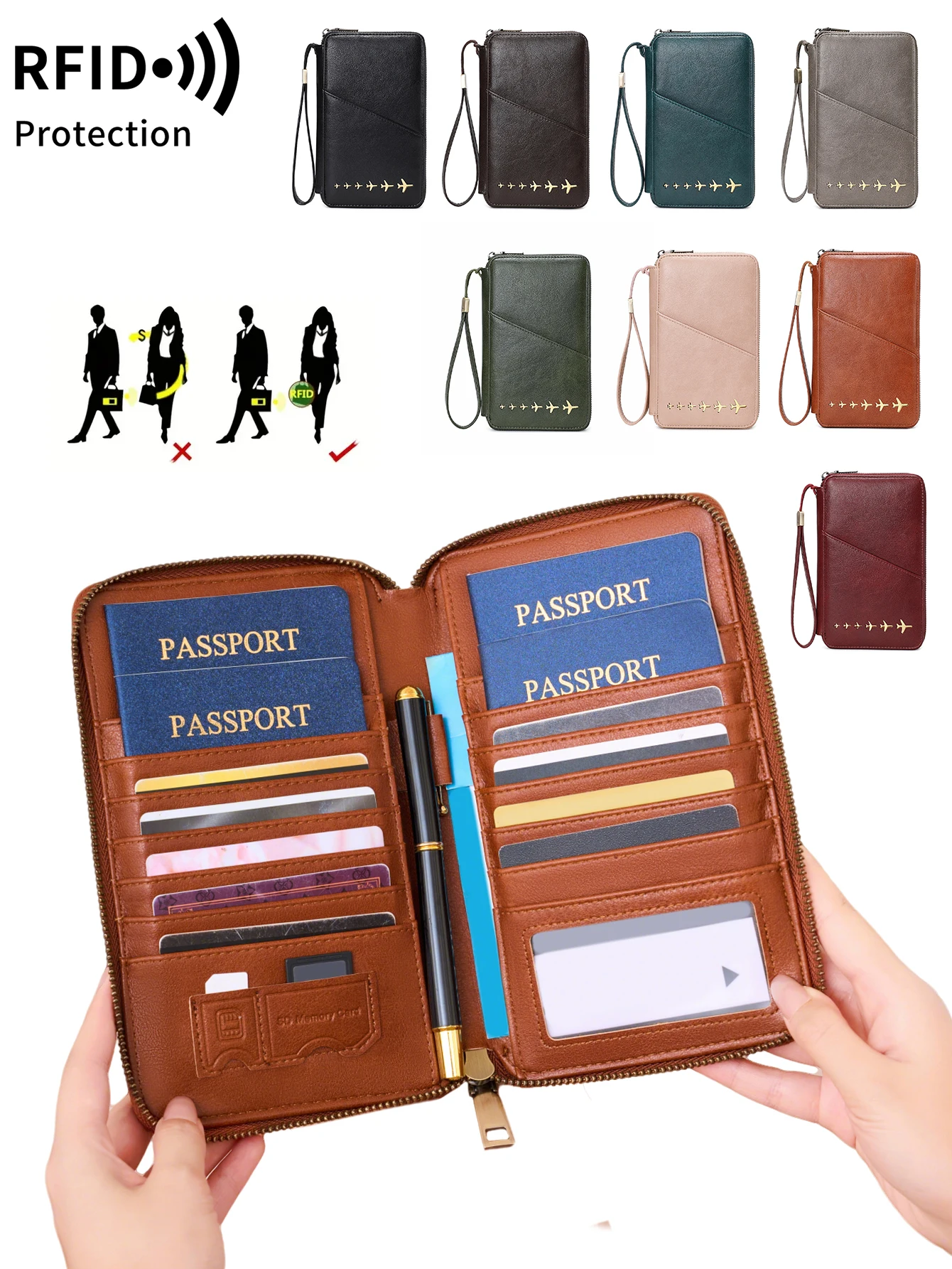New Retro Passport Holder RFID Shielded Passport Wallet Stylish Multifunctional Passport Holder Family Pack Unisex Travel Access