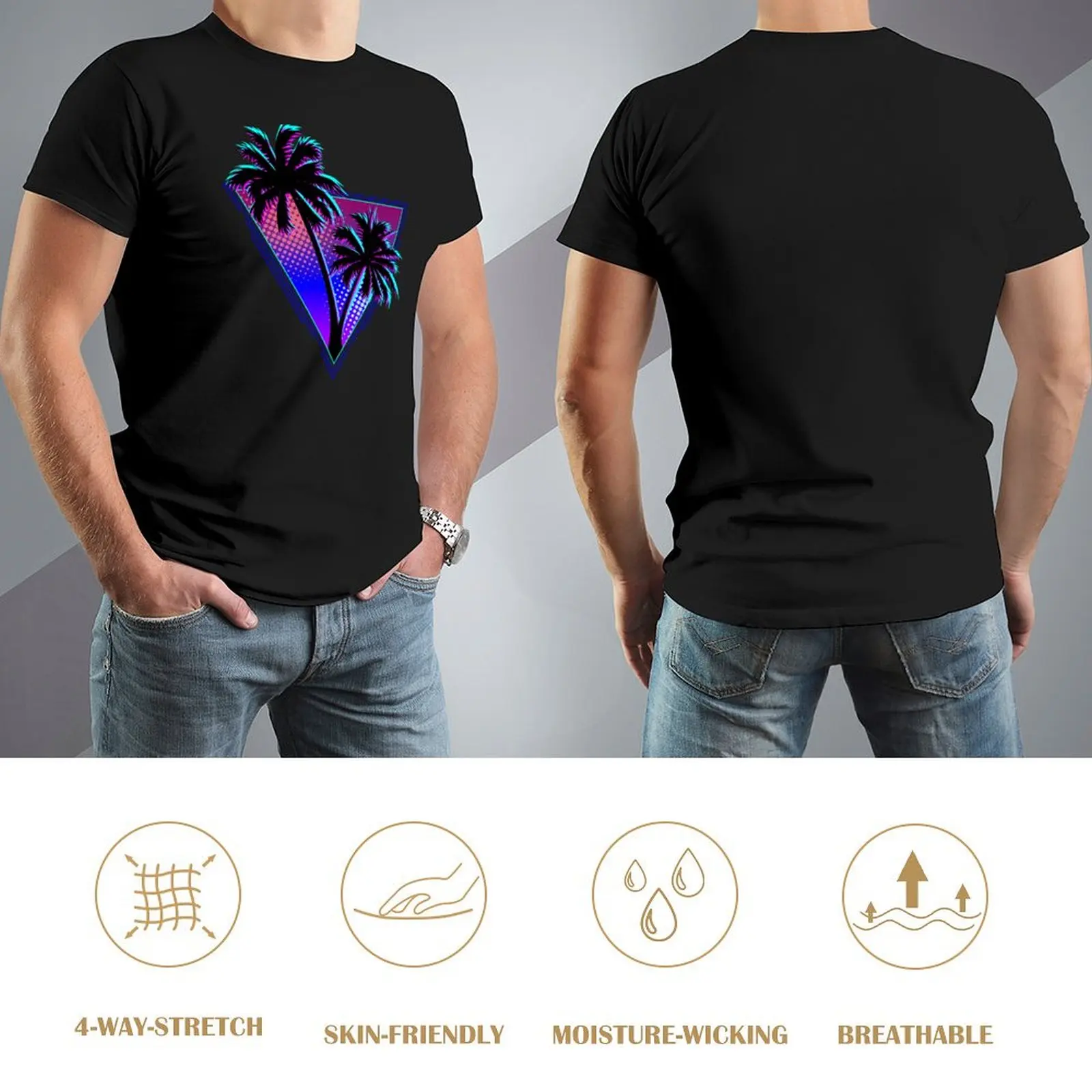 Purple Midnight Retro Palm Tree Silhouette Design T-Shirt vintage t shirts graphic t shirts mens designer clothes image 4
