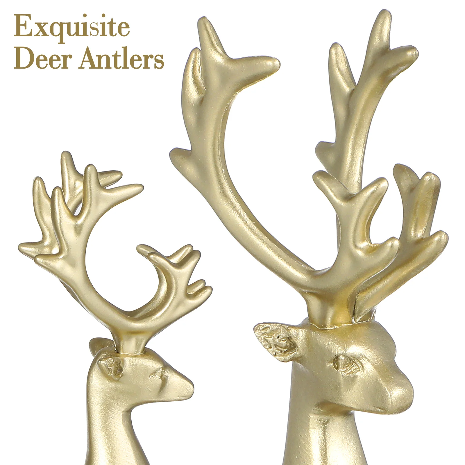 

2Pcs Exquisite Resin Elk Decor Christmas Home Party Props Long Time Use Good Mood Memorable Decorative Resin Elk